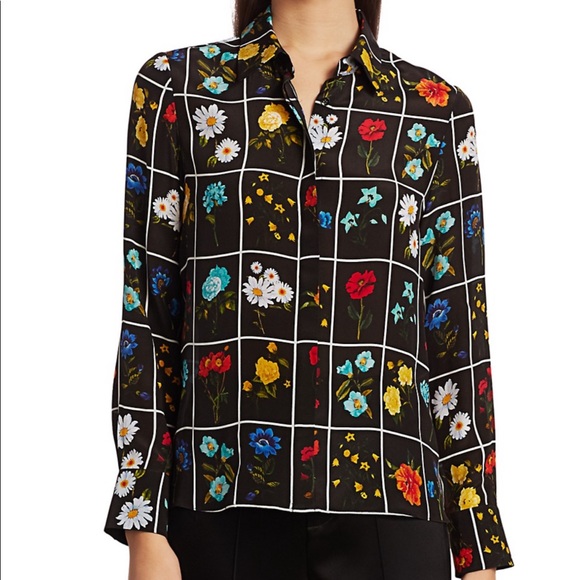 Alice + Olivia Tops - Alice + Olivia willa Floral Button Up Silk Shirt